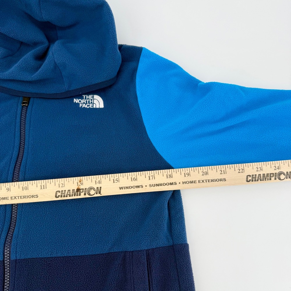 The North Face Blue Colorblock Full Zip Fleece Hoodie Teen Unisex XL 14/16 - Picture 4 of 6